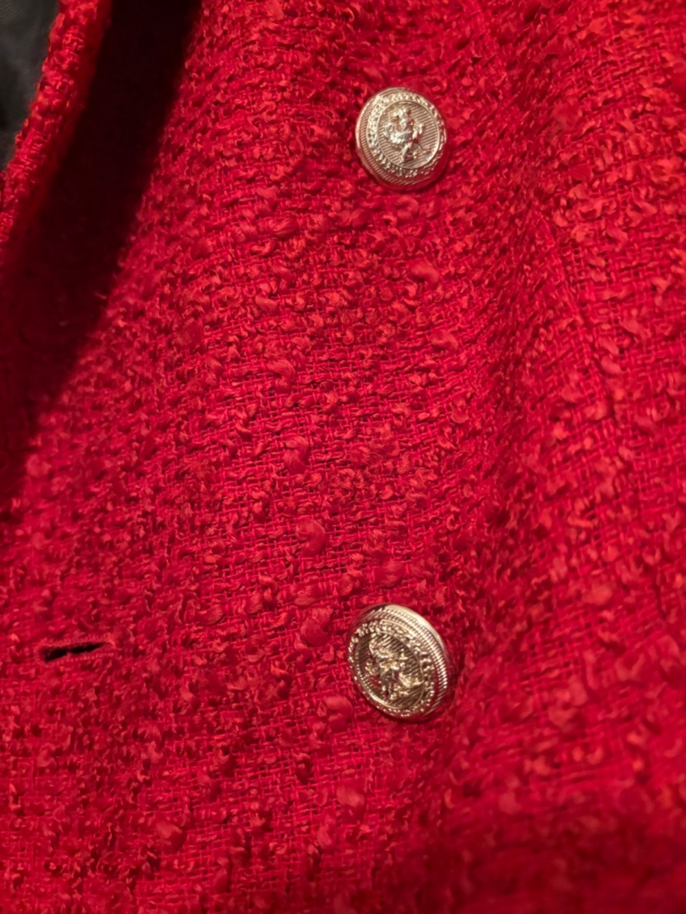 NWT Zara Red Textured Double-Breasted Blazer Jacket Gold Buttons Size Small - Picture 4 of 4